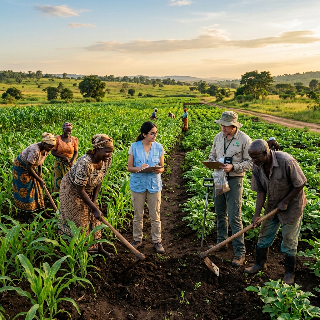 Indigenous farmers working alongside agricultural scientists